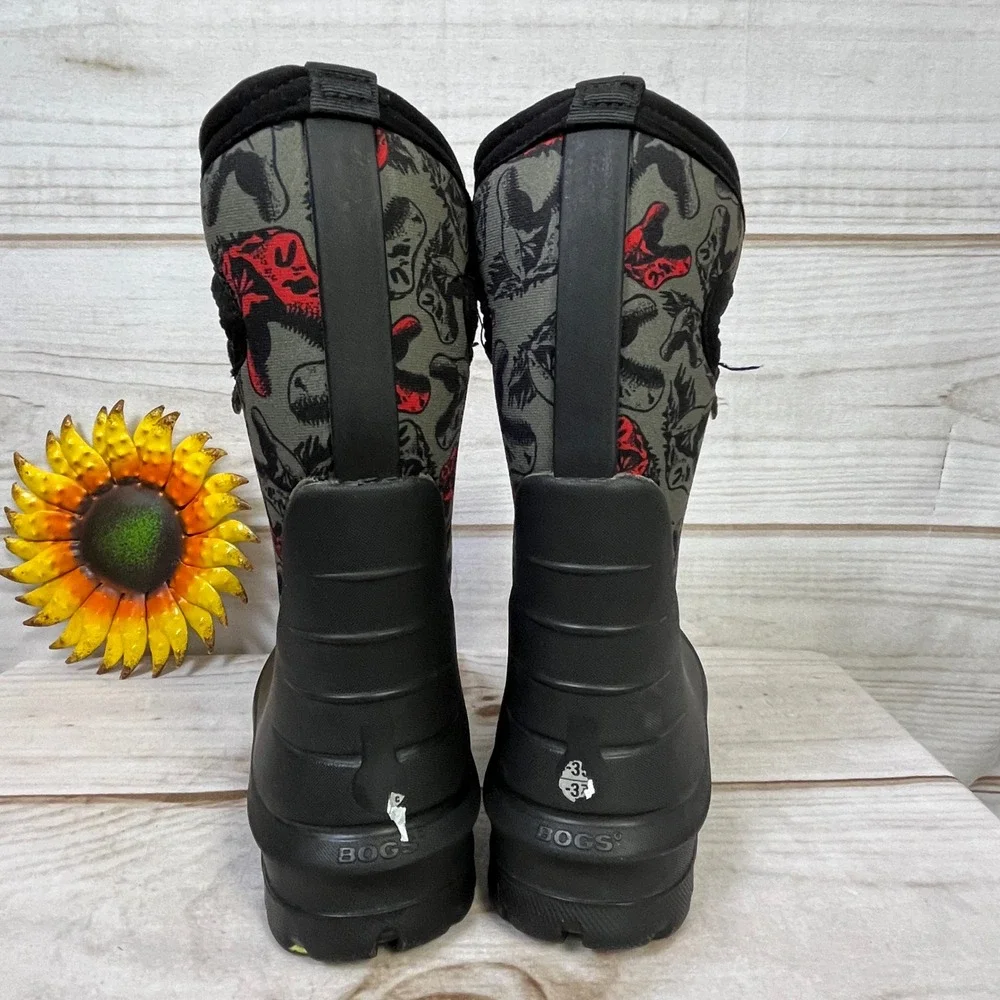 Bogs Kids Classic Dino Waterproof Insulated Rain Snow Boots Black 11C